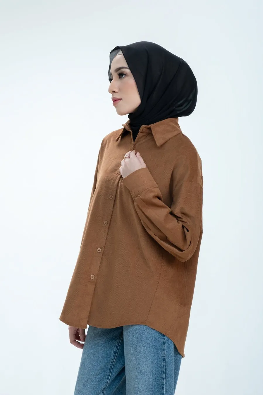 Lous Shirt - Brown - Kemeja Wanita Bahan Corduroy Warna Brown - TP1380080