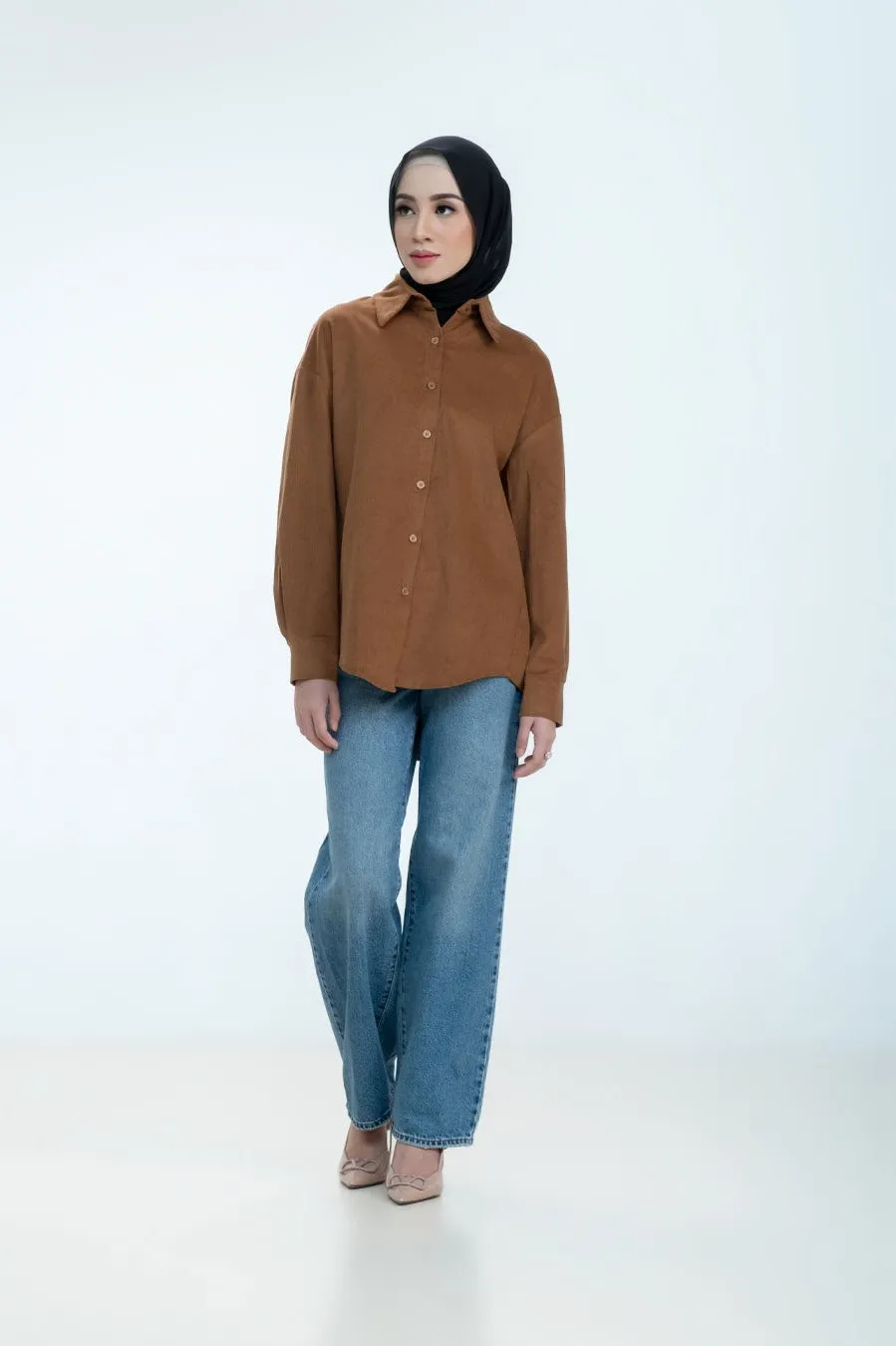 Lous Shirt - Brown - Kemeja Wanita Bahan Corduroy Warna Brown - TP1380080