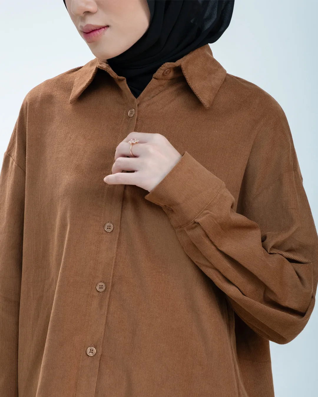 Lous Shirt - Brown - Kemeja Wanita Bahan Corduroy Warna Brown - TP1380080