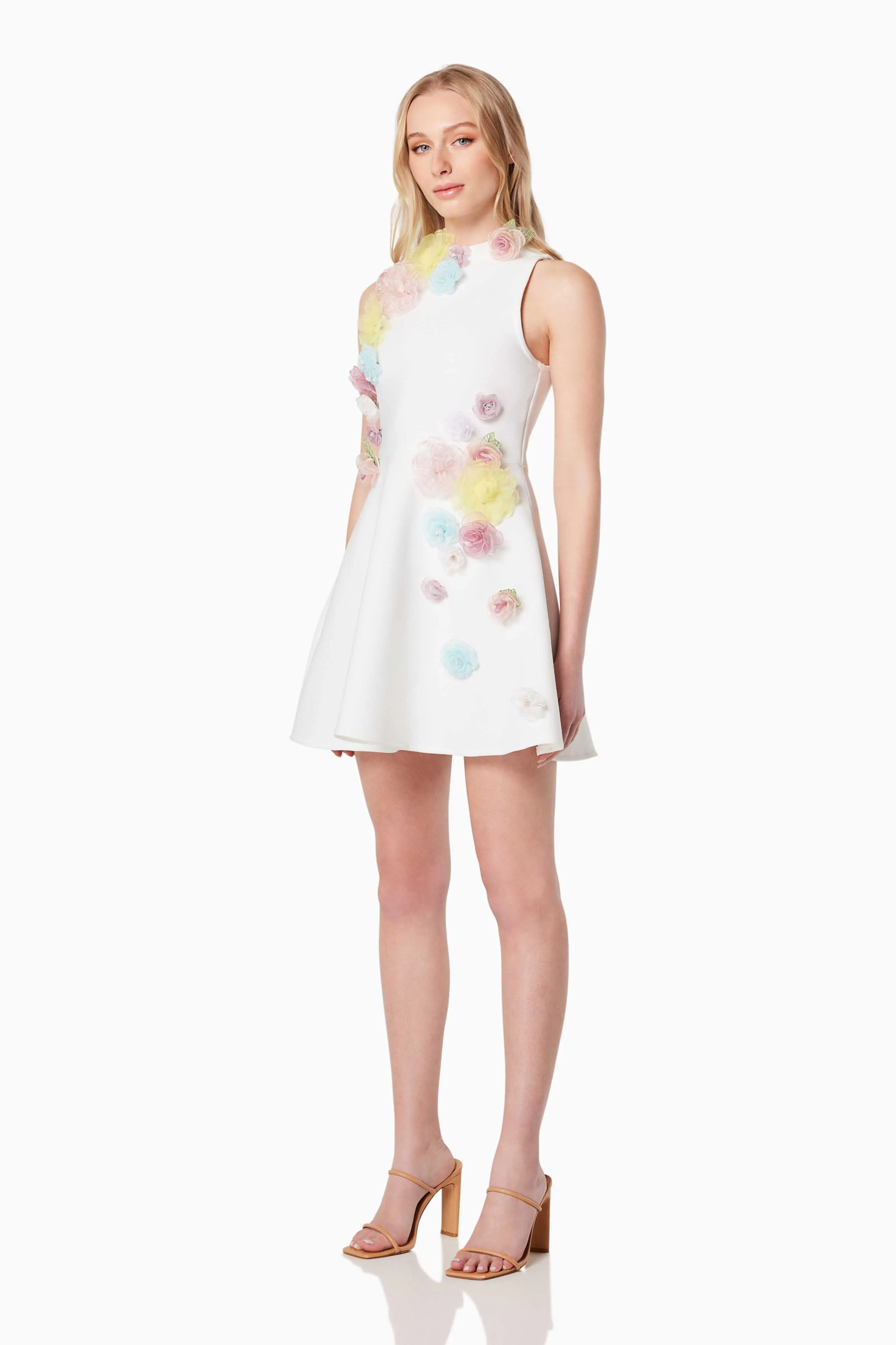 Lyrics 3D Floral Mini Dress In White