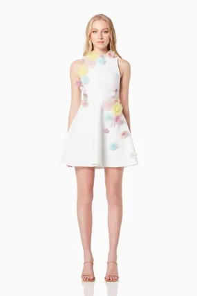 Lyrics 3D Floral Mini Dress In White