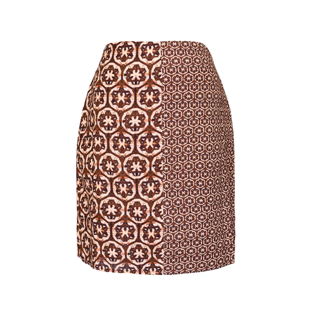 MASON'S DAUGHTER Skirt, Chocolate and Pink Lattice Print