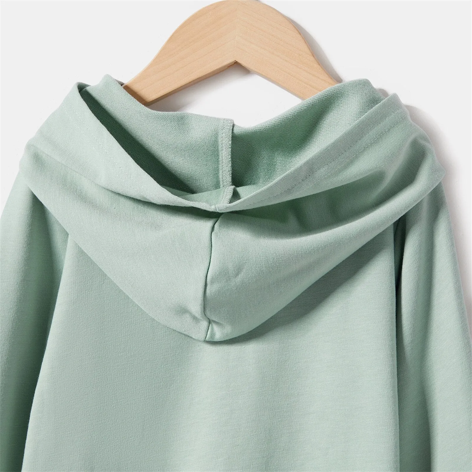 Matching Family Outfit - Green Dress with Hood and Long Sleeves Letter Print