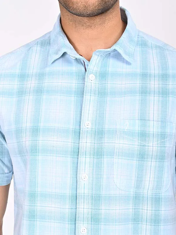 Men Checked Half Sleeve Cotton Shirt