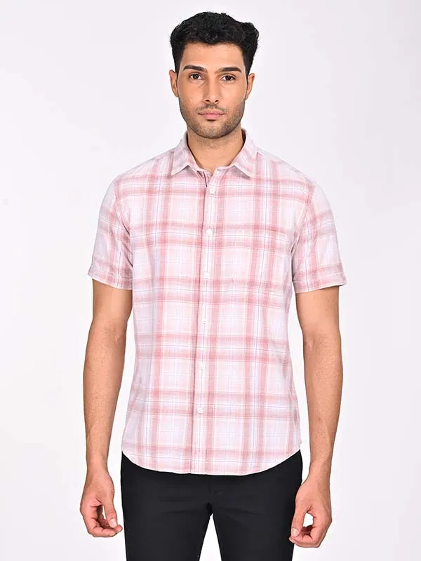 Men Checked Half Sleeve Cotton Shirt