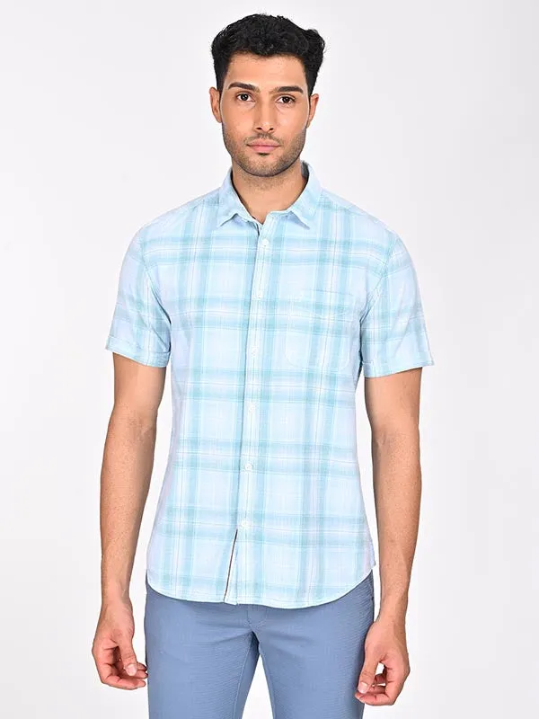 Men Checked Half Sleeve Cotton Shirt