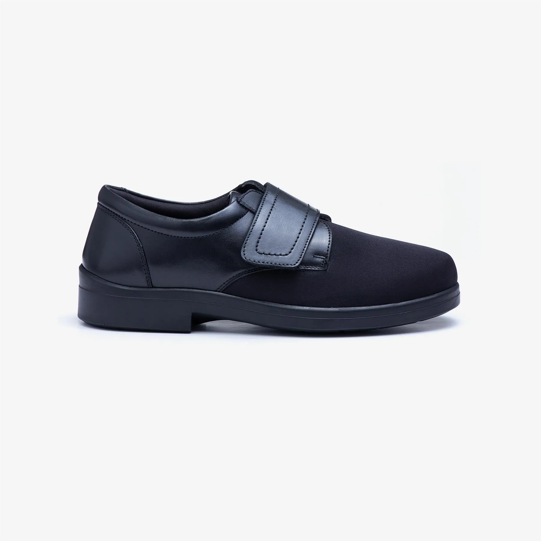 Mens Wide Fit Tredd Well Benjamin Velcro Soft Stretch Shoes - Black