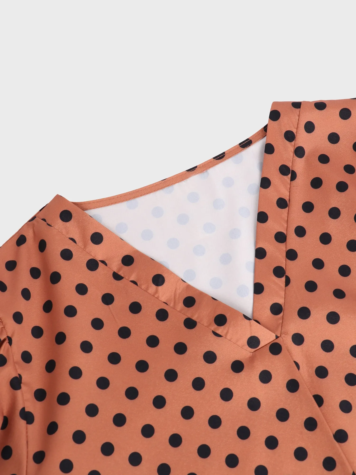 Midsize Polka Dot Lantern Sleeves Blouse