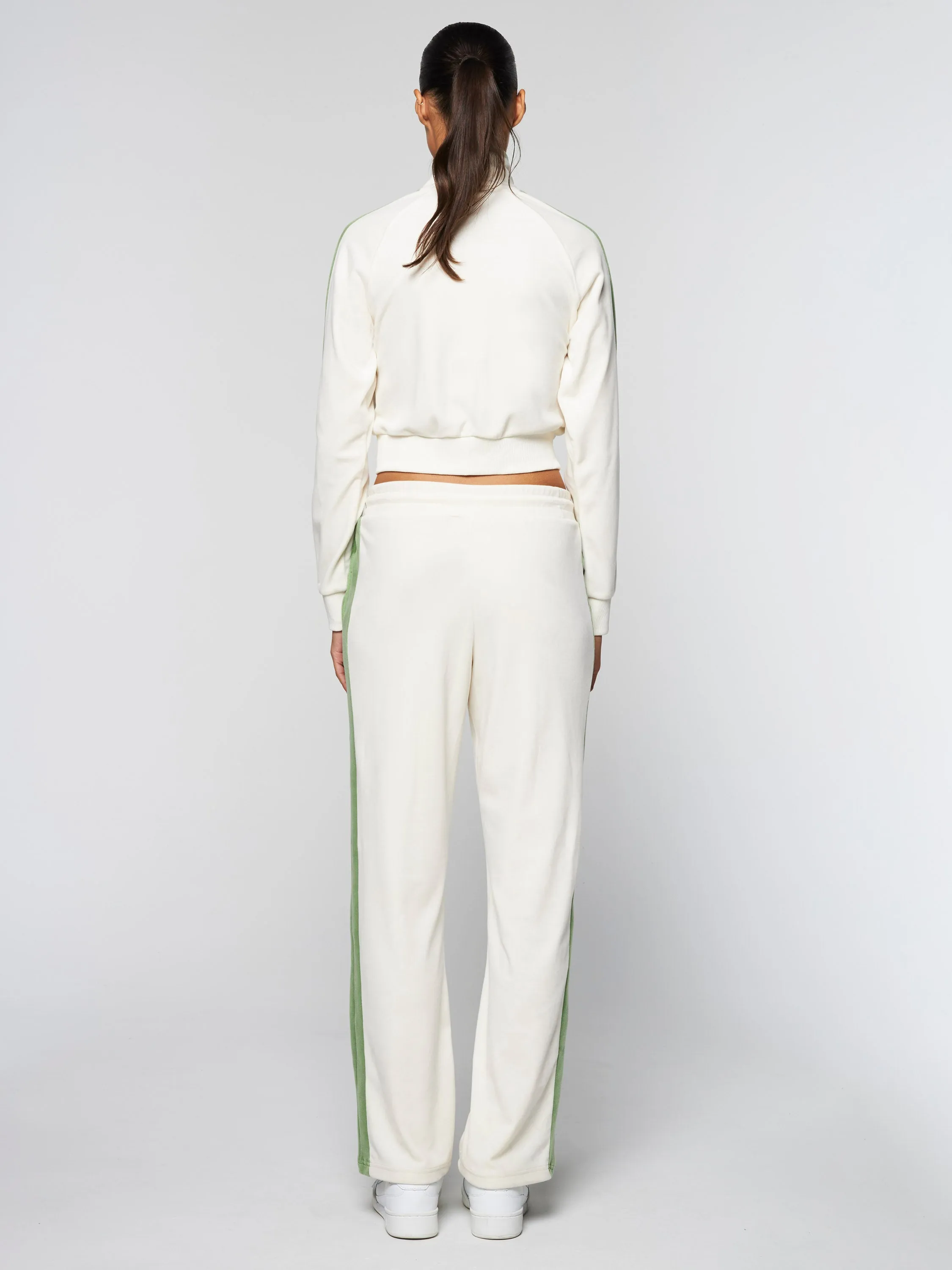 Miss Carlotta Velour Track Jacket- Gardenia