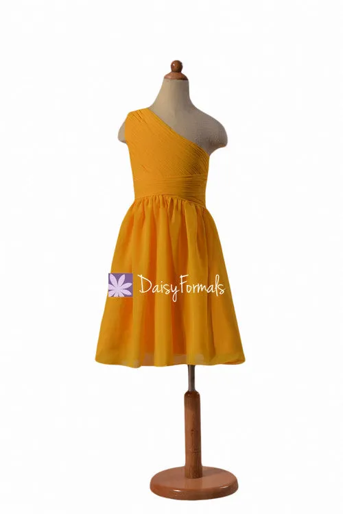 Mustard Yellow  Junior bridesmaid dress Flower girl Dresses Chiffon Girl Dress Junior Girl dress (FL351S)