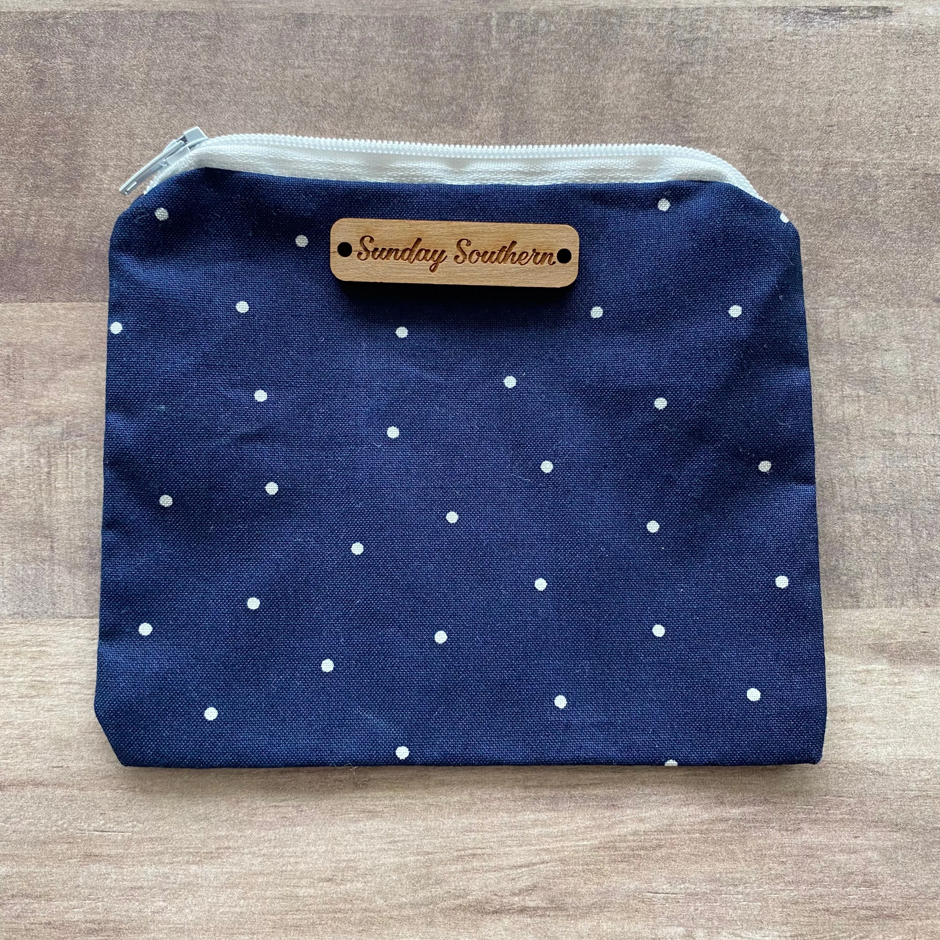 Navy Dots Mini Zipper Bag