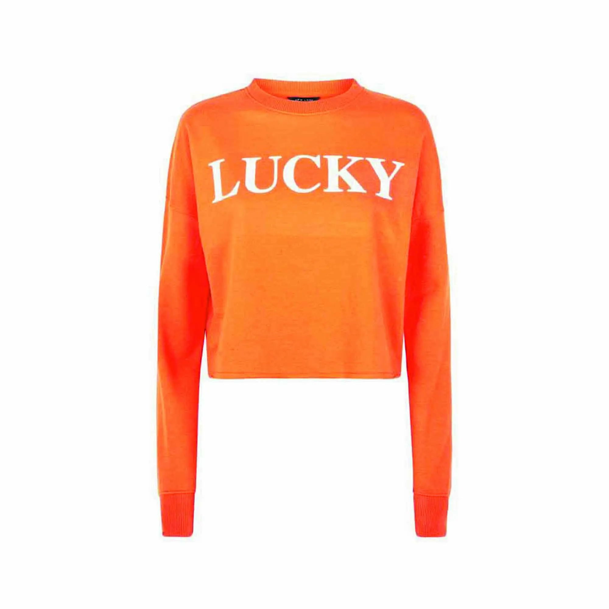 Newlook-Women 'Bright Orange' Lucky Slogan Cropped Sweatshirt NL703