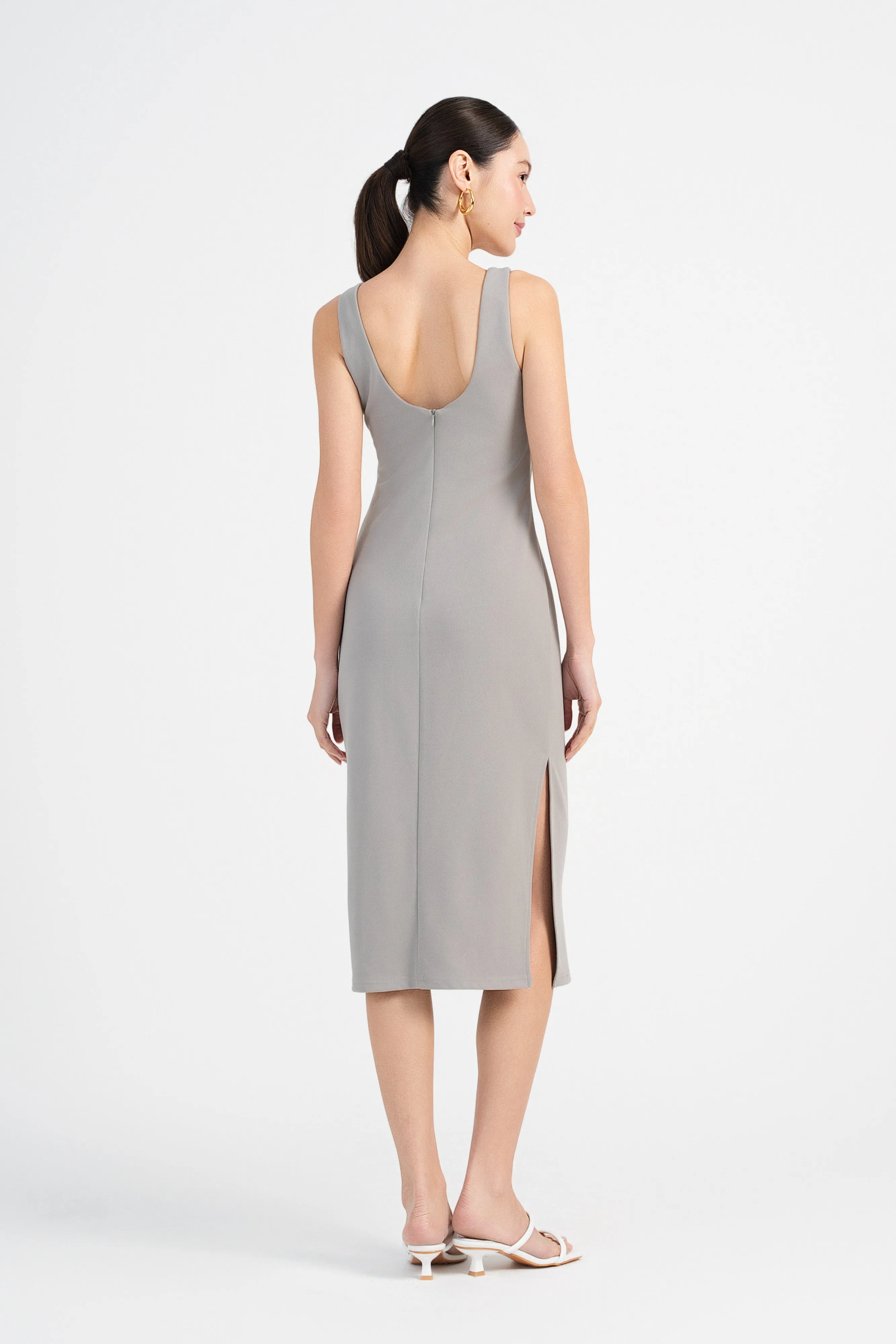 Nicole Square Neck Bodycon Dress in Gainsboro Grey