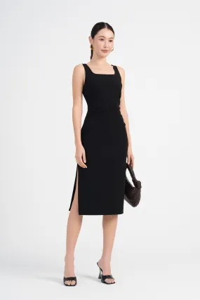 Nicole Square Neck Bodycon Dress in Noir Black