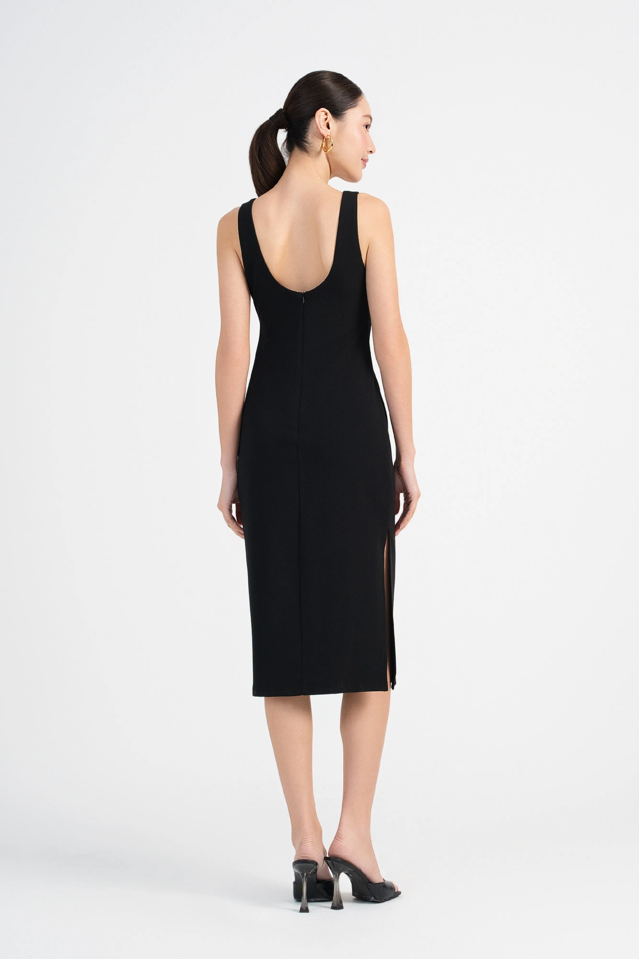 Nicole Square Neck Bodycon Dress in Noir Black