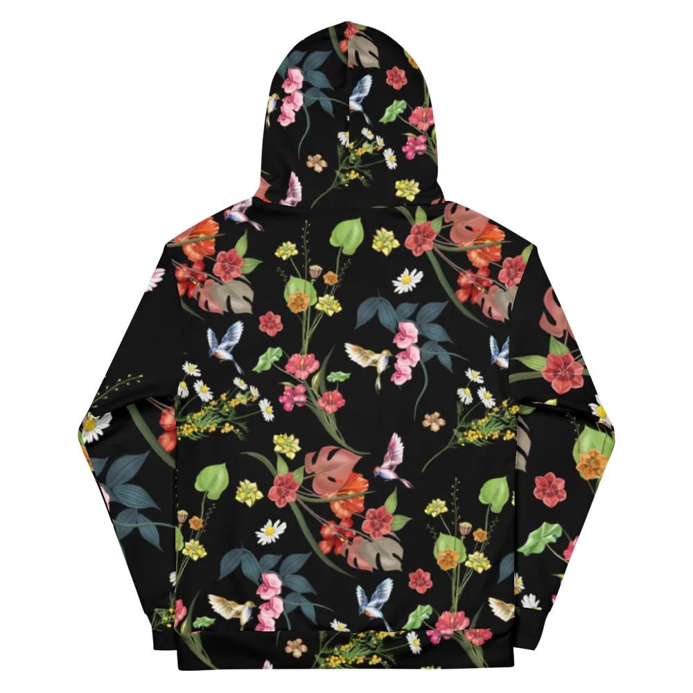 Noire Floral Hoodie- Black