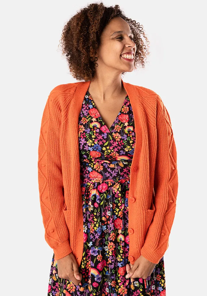 Orange Cable Sleeve Cardigan