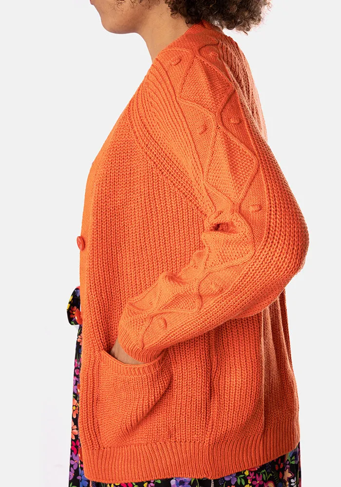 Orange Cable Sleeve Cardigan