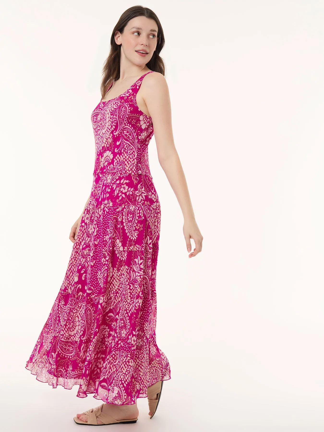 Paisley Multi-Tiered Dress, Chiffon