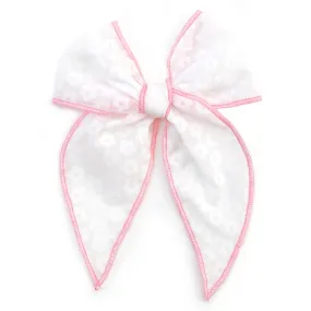 Party Girl Bow - White Flowers, Blossom Trim