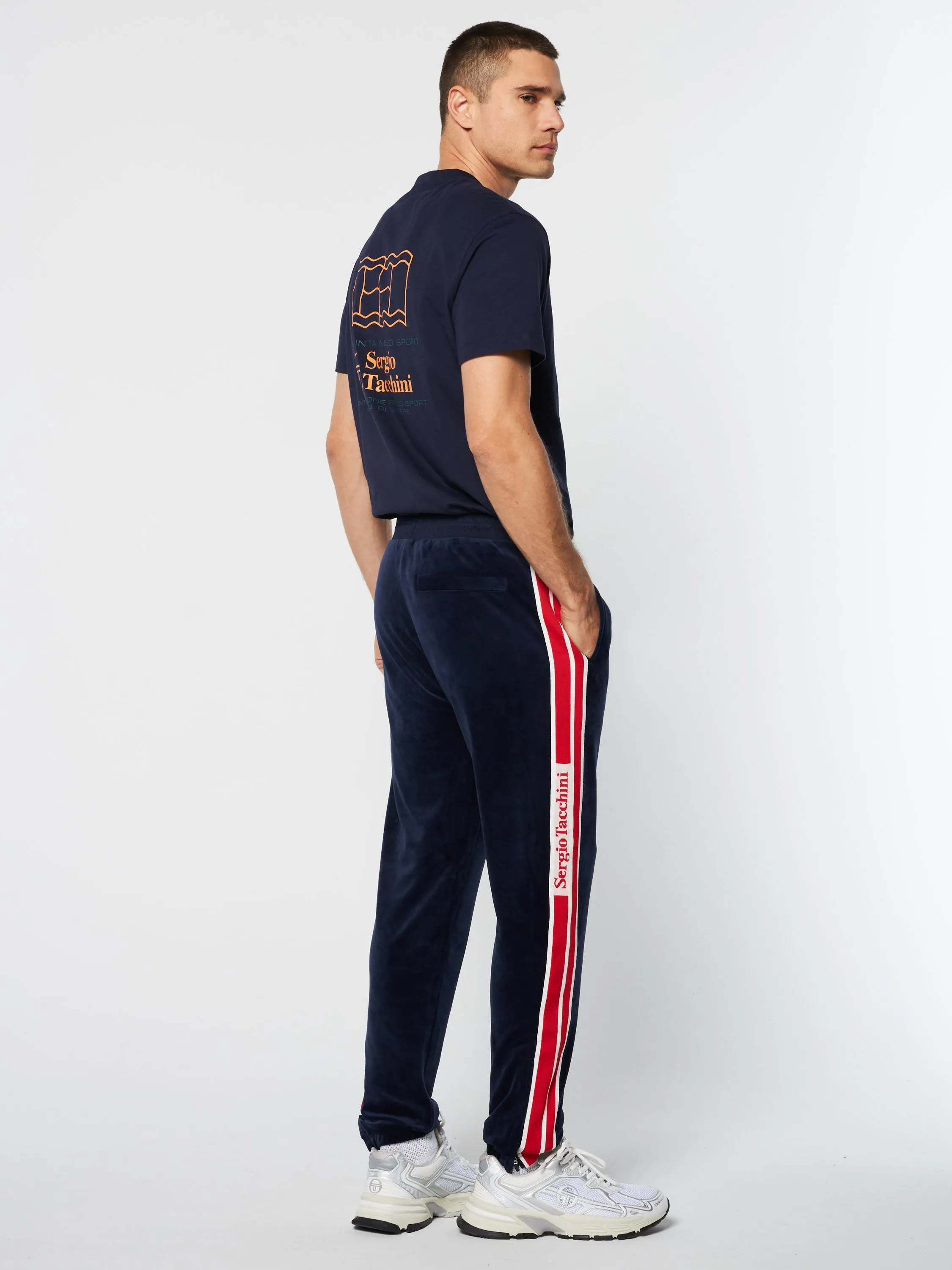 Pereto Velour Track Pant- Maritime Blue