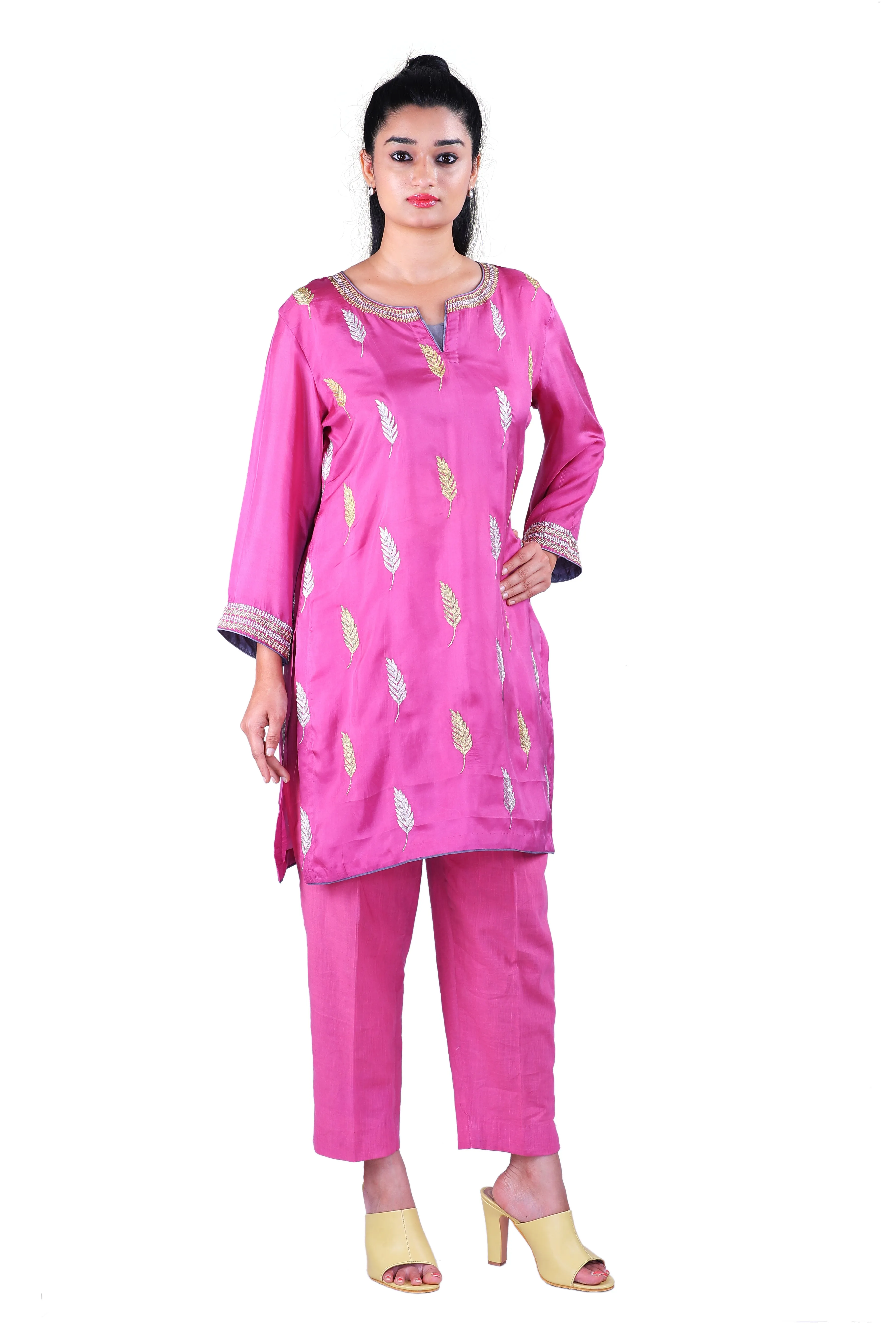 Pink  Soft Silk kurta