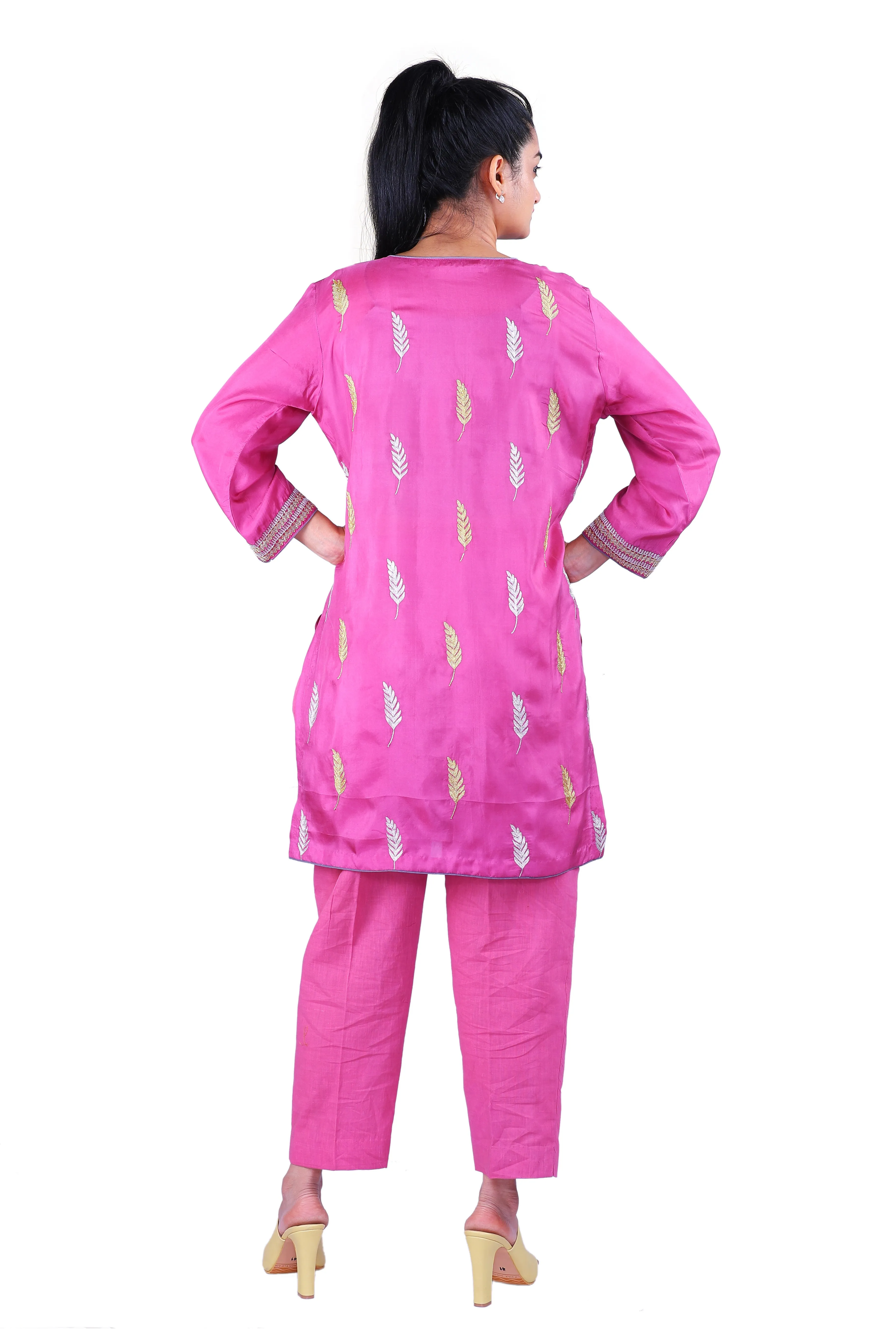 Pink  Soft Silk kurta