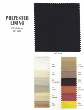 Polyester Lining Fabric | Woven Polyester Lining | 60" Wide | Continuous Yards | Imperial Taffeta Lining | Apparel Lining | Tent Lining and Decoration |