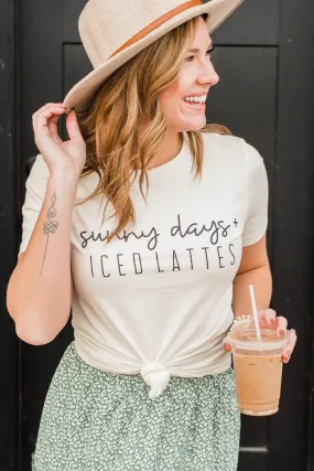 "Sunny Days & Iced Lattes" Graphic Tee- Ivory