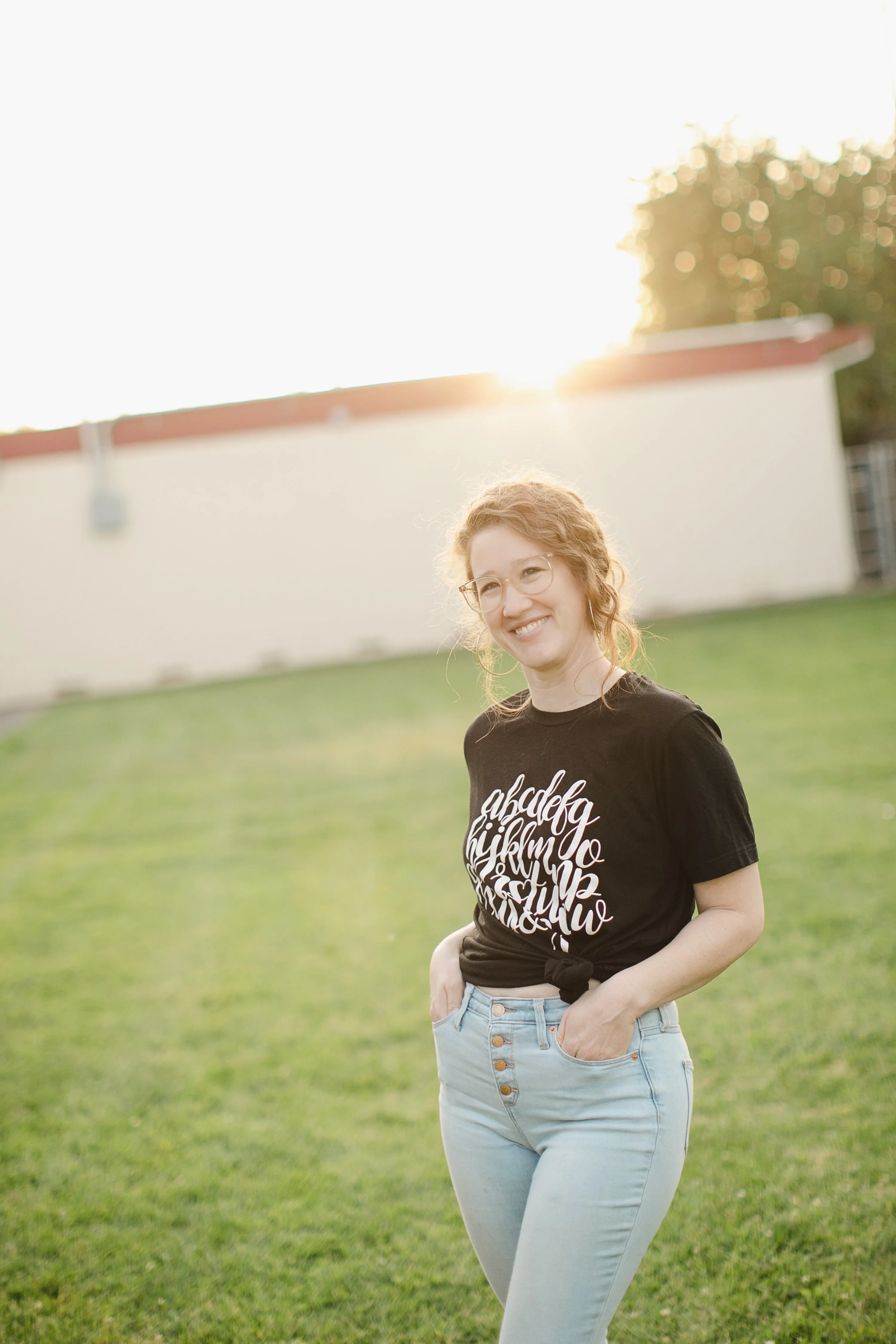 "The Audrey" Schoolgirl Style - ABC's T-shirt {Black and White}