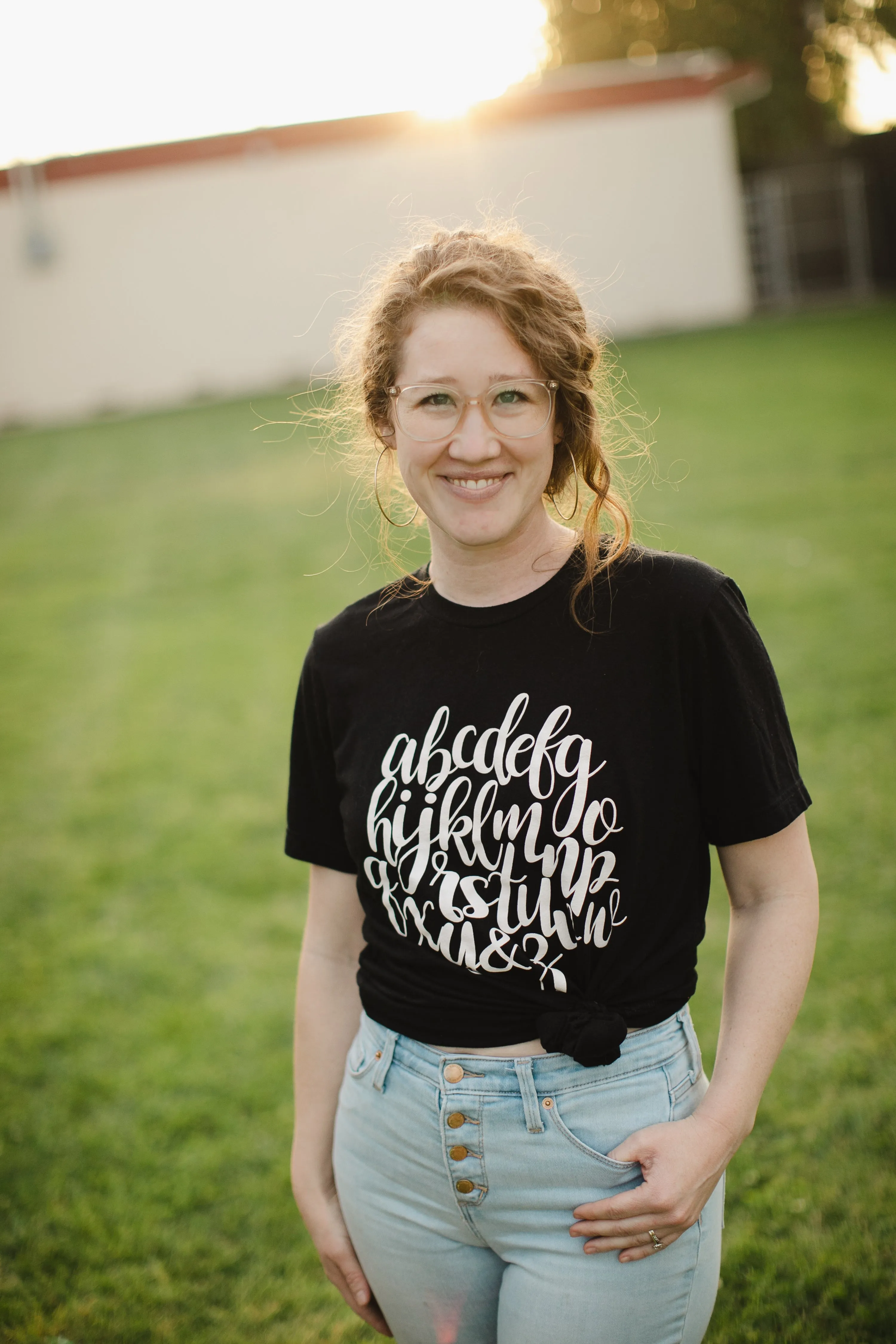 "The Audrey" Schoolgirl Style - ABC's T-shirt {Black and White}