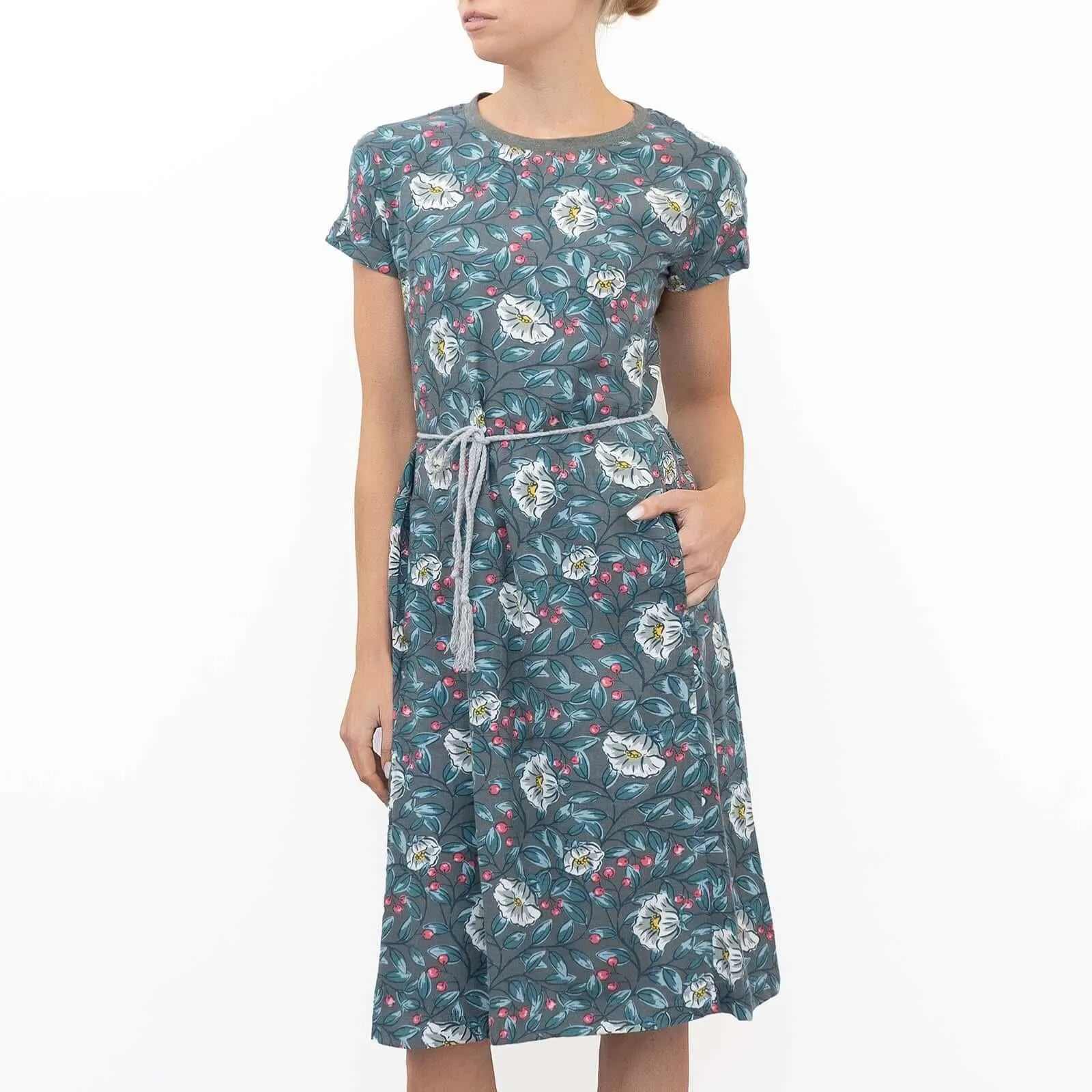 Seasalt Flower Show Short Sleeve Floral Print Cotton Jersey Short Dresses