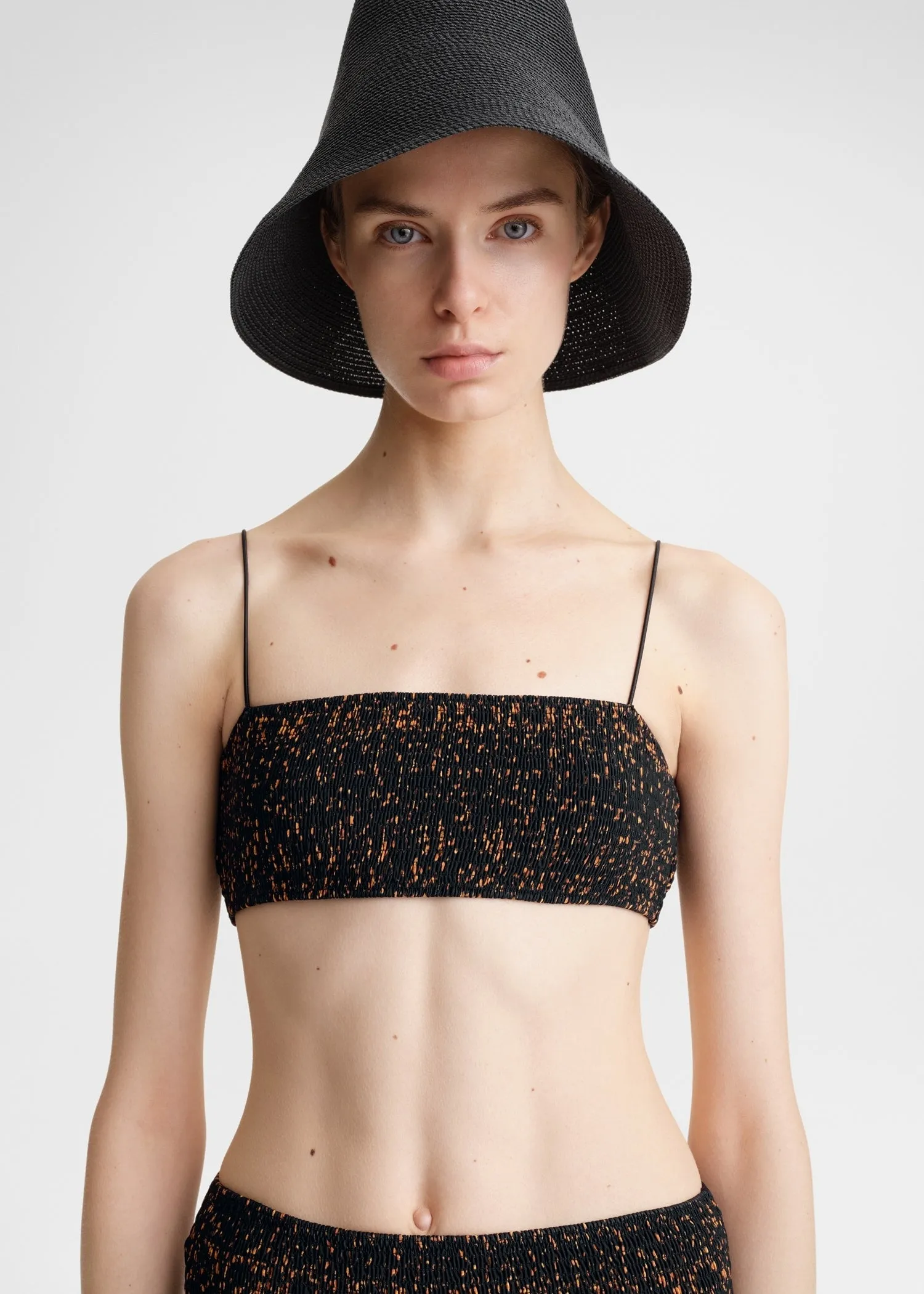 Smocked bikini top tortoise