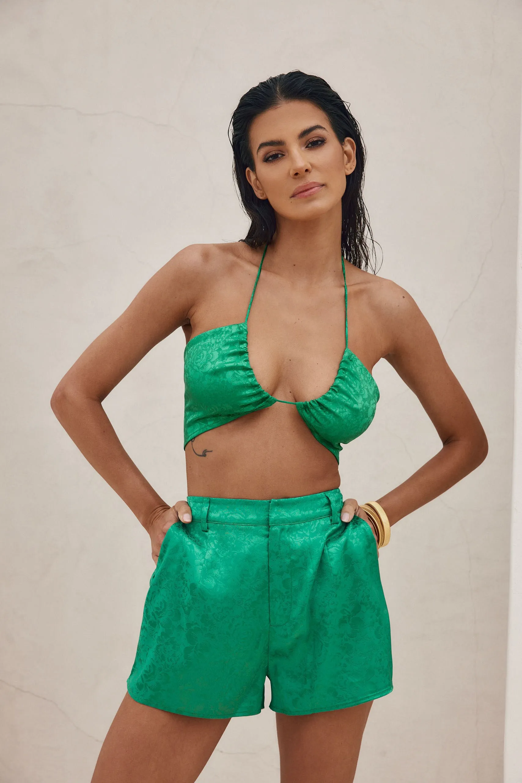 St. Barths Emerald Jacquard Crop Top