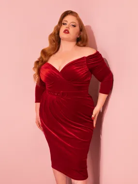 Starlet Wiggle Dress in Ruby Red Velvet - Vixen by Micheline Pitt