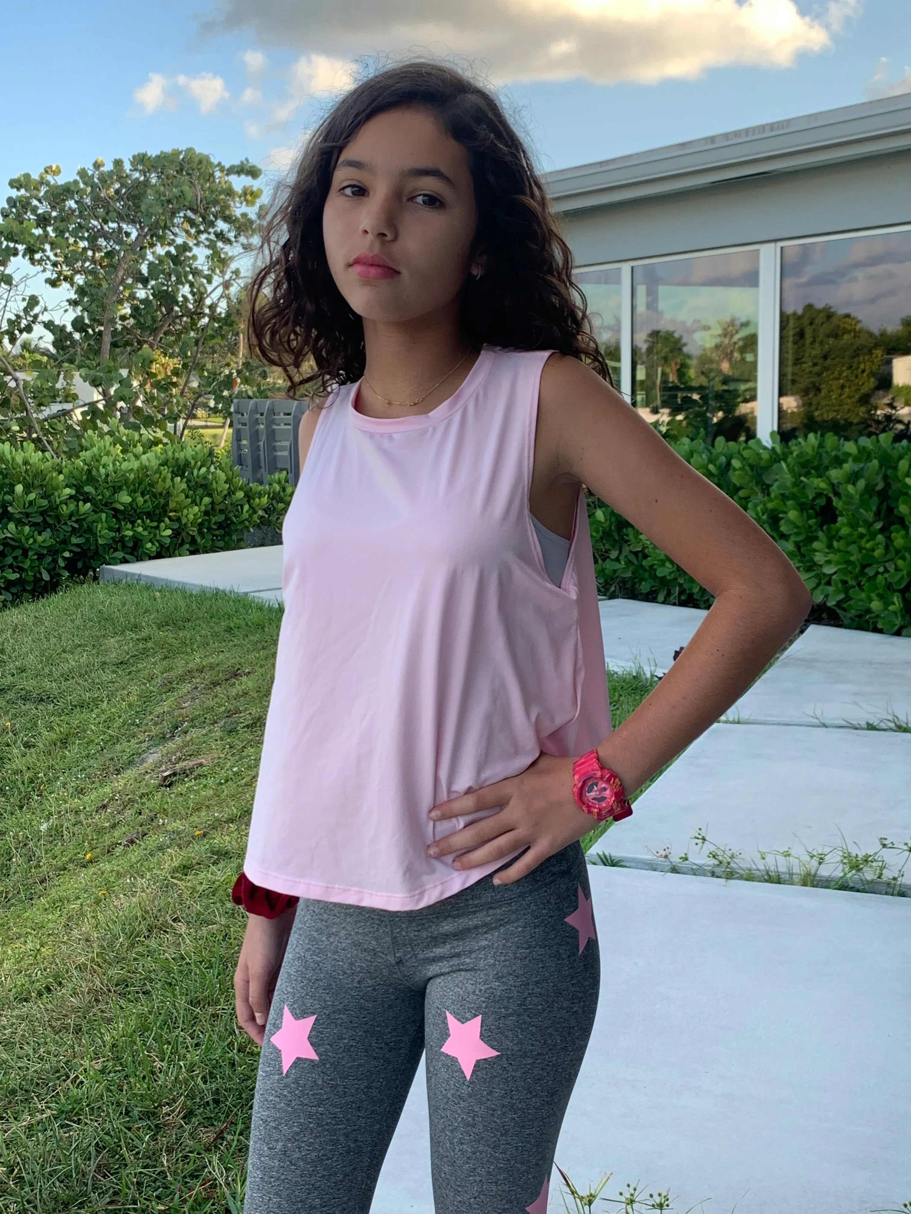 Stars Pink Grey Leggings