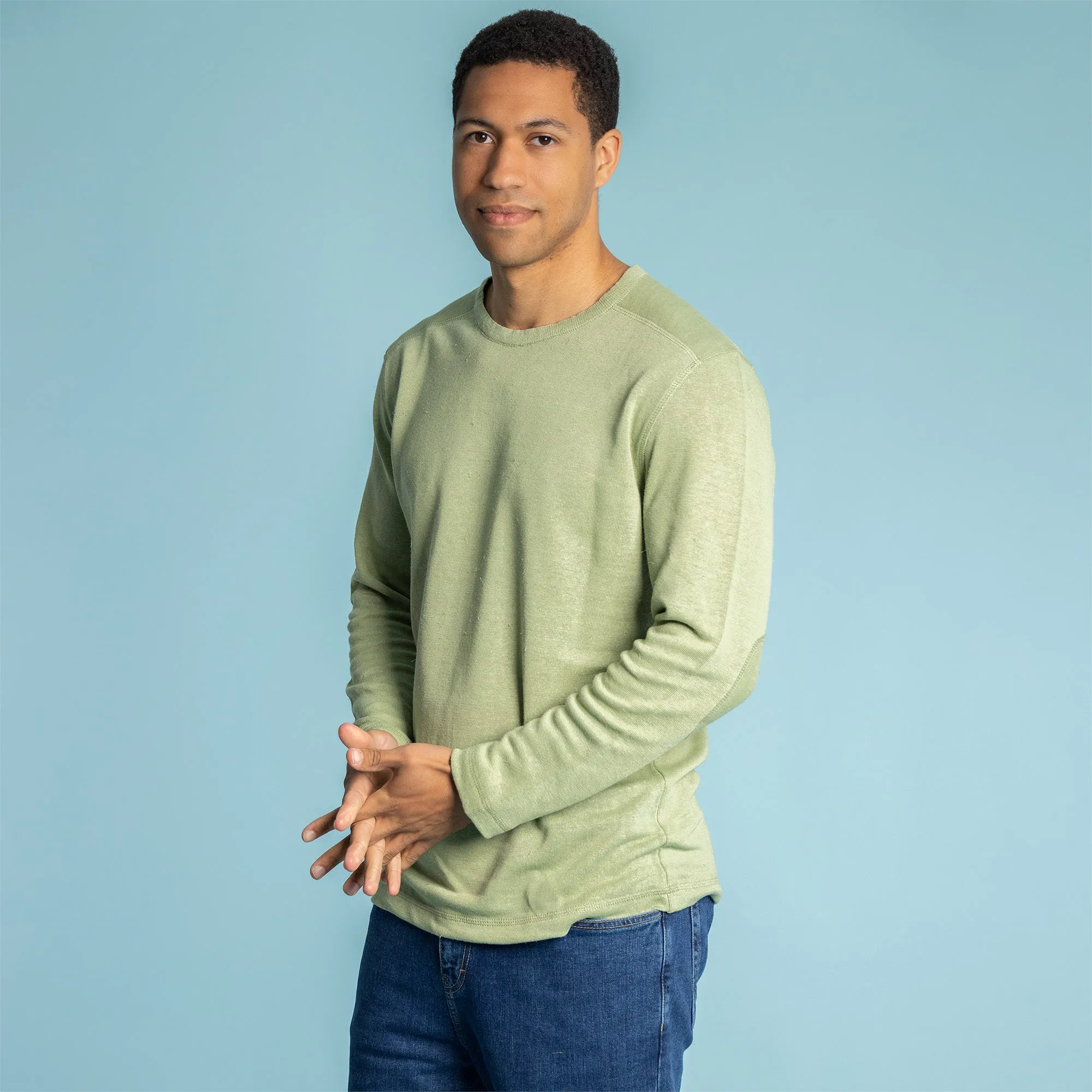 STRAVINSKY 100% Organic Linen Long-sleeve Knit Shirt (100% Biodegradable OC Thread Option) (Unisex)