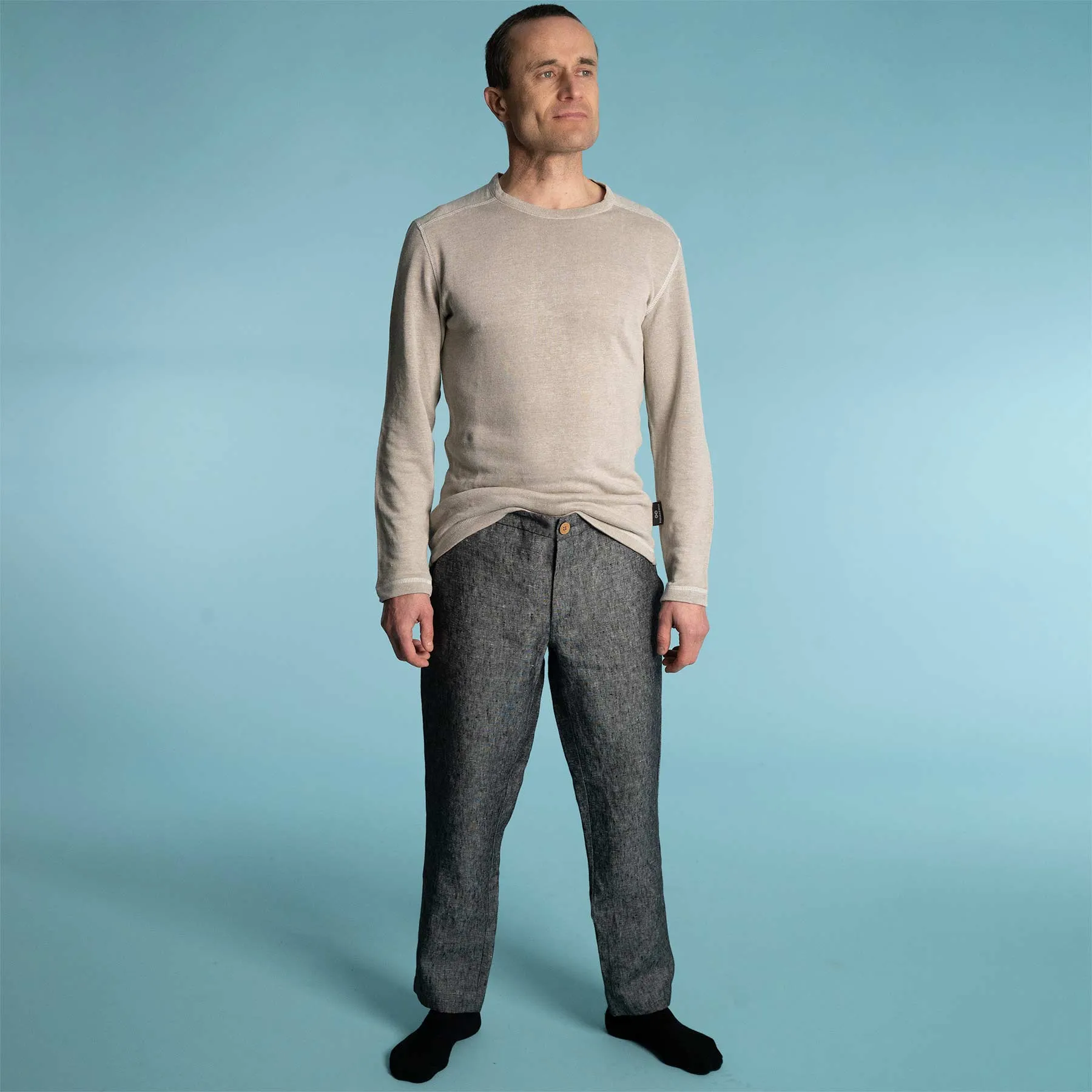 STRAVINSKY 100% Organic Linen Long-sleeve Knit Shirt (100% Biodegradable OC Thread Option) (Unisex)