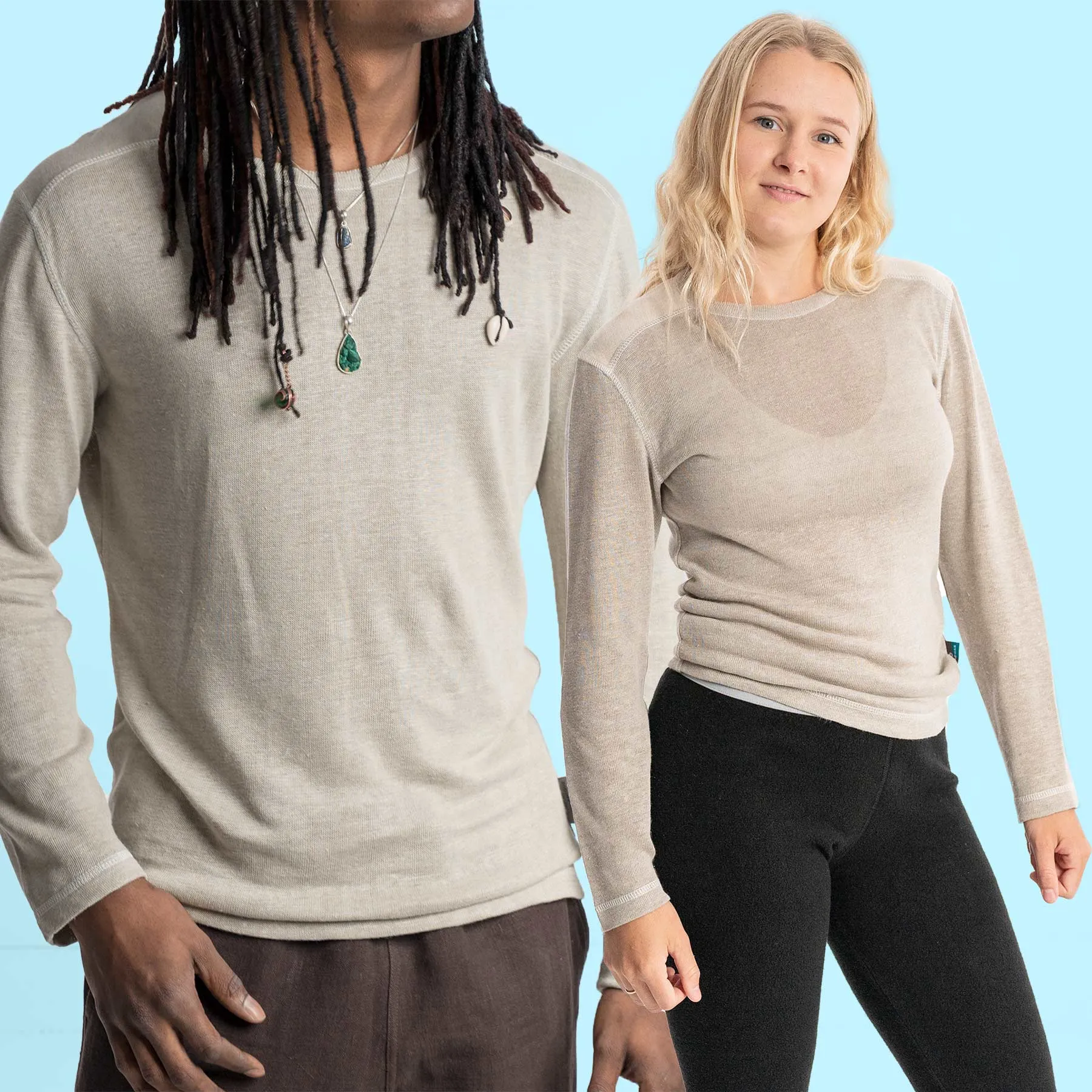 STRAVINSKY 100% Organic Linen Long-sleeve Knit Shirt (100% Biodegradable OC Thread Option) (Unisex)