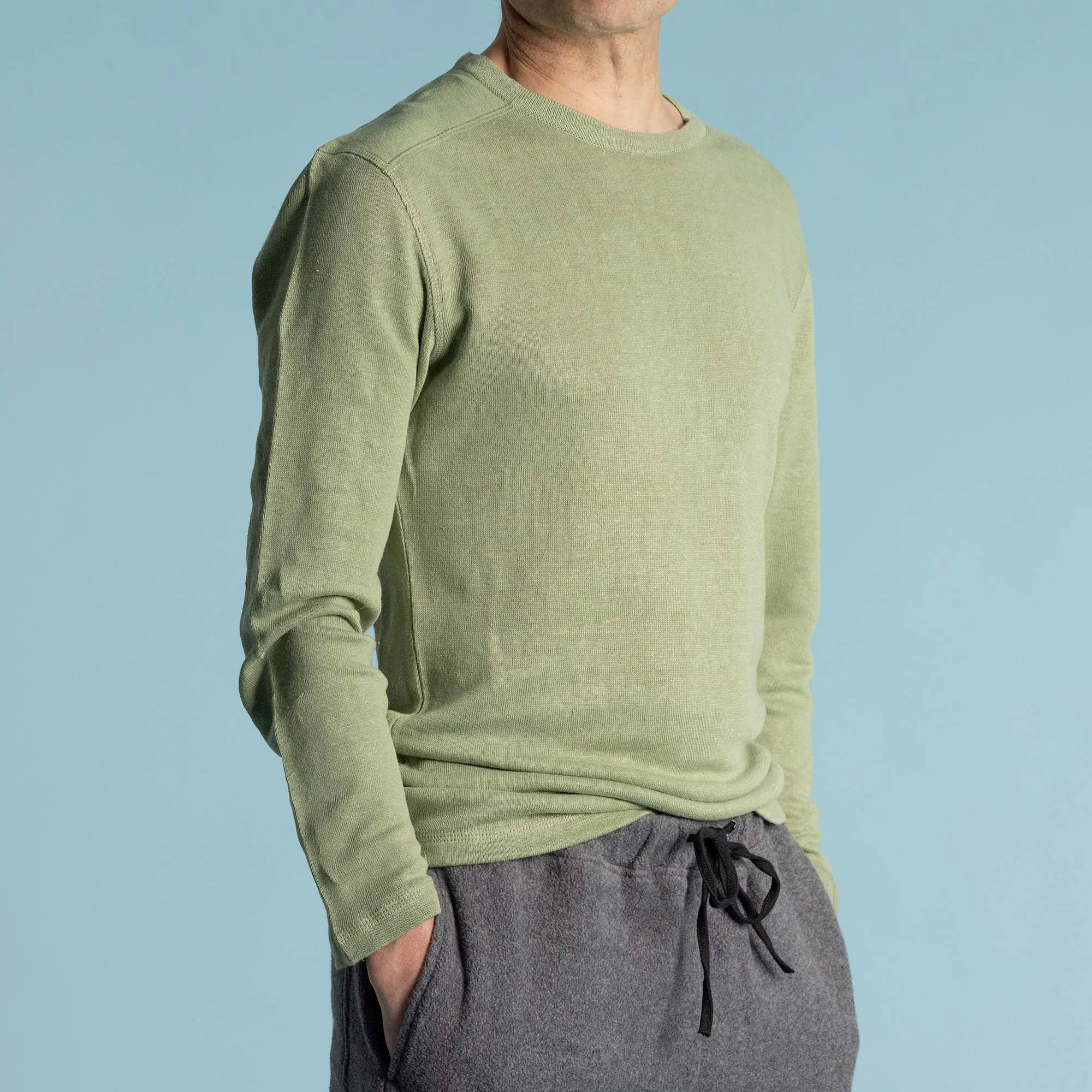 STRAVINSKY 100% Organic Linen Long-sleeve Knit Shirt (100% Biodegradable OC Thread Option) (Unisex)