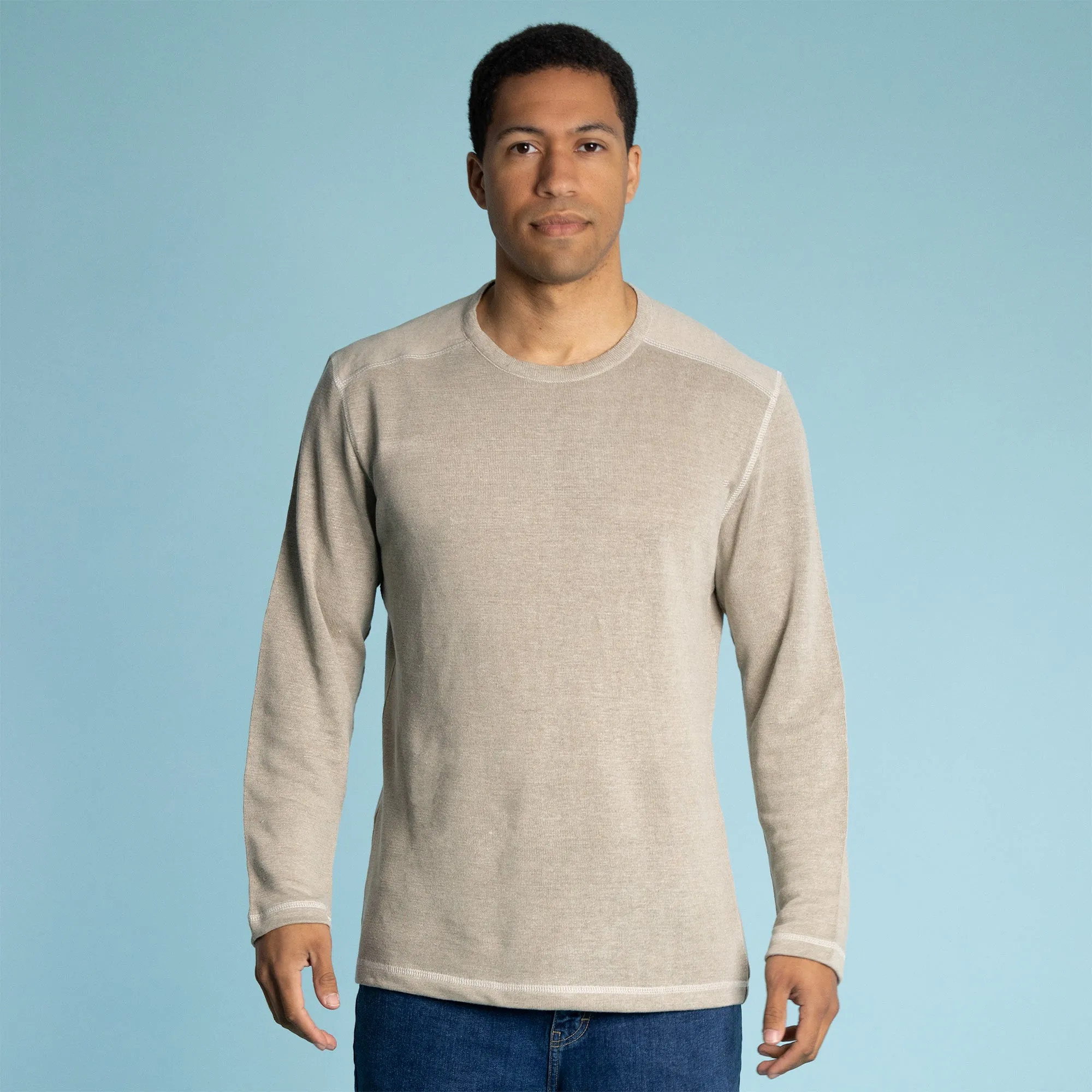 STRAVINSKY 100% Organic Linen Long-sleeve Knit Shirt (100% Biodegradable OC Thread Option) (Unisex)