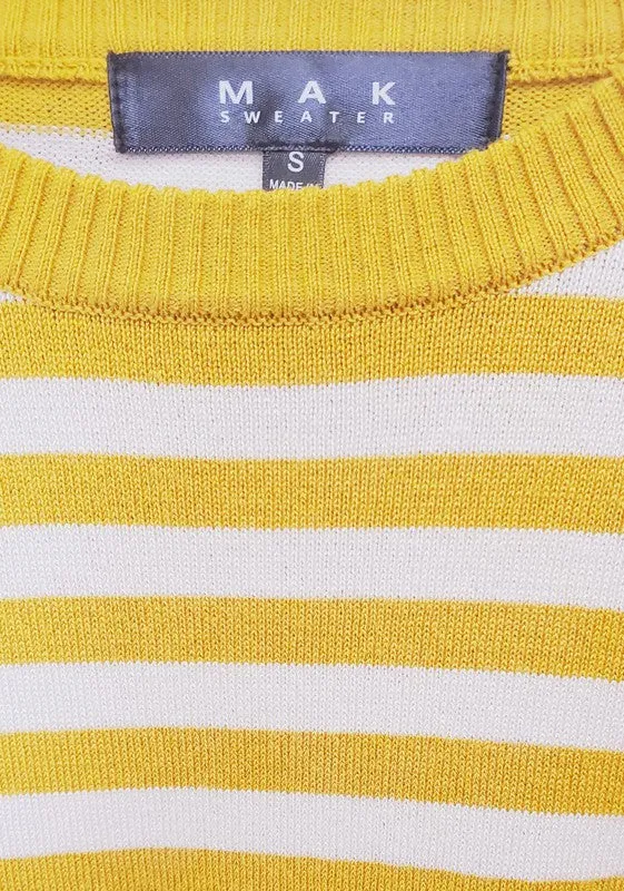 Striped Long Sleeve Pullover Stretch Sweater