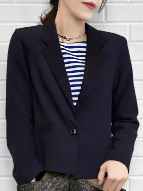 Surprise Sale! Midnight Blue Single Breasted Tencel Suit Jacket