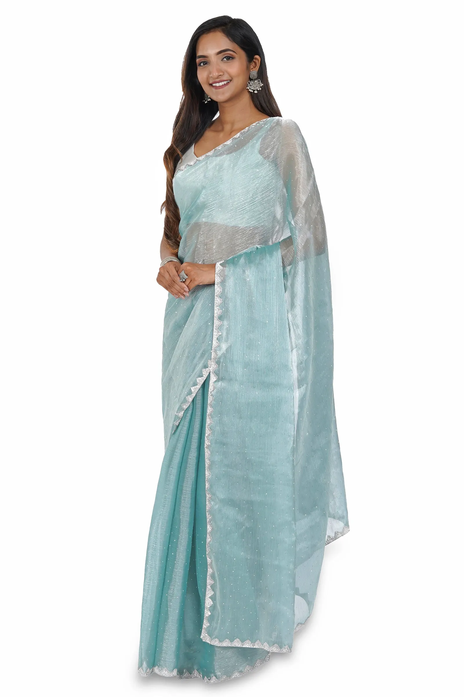 Teejh Aqua Azalea Tissue Saree