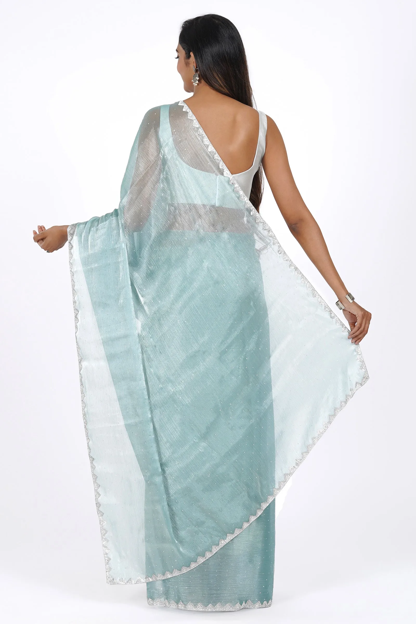 Teejh Aqua Azalea Tissue Saree