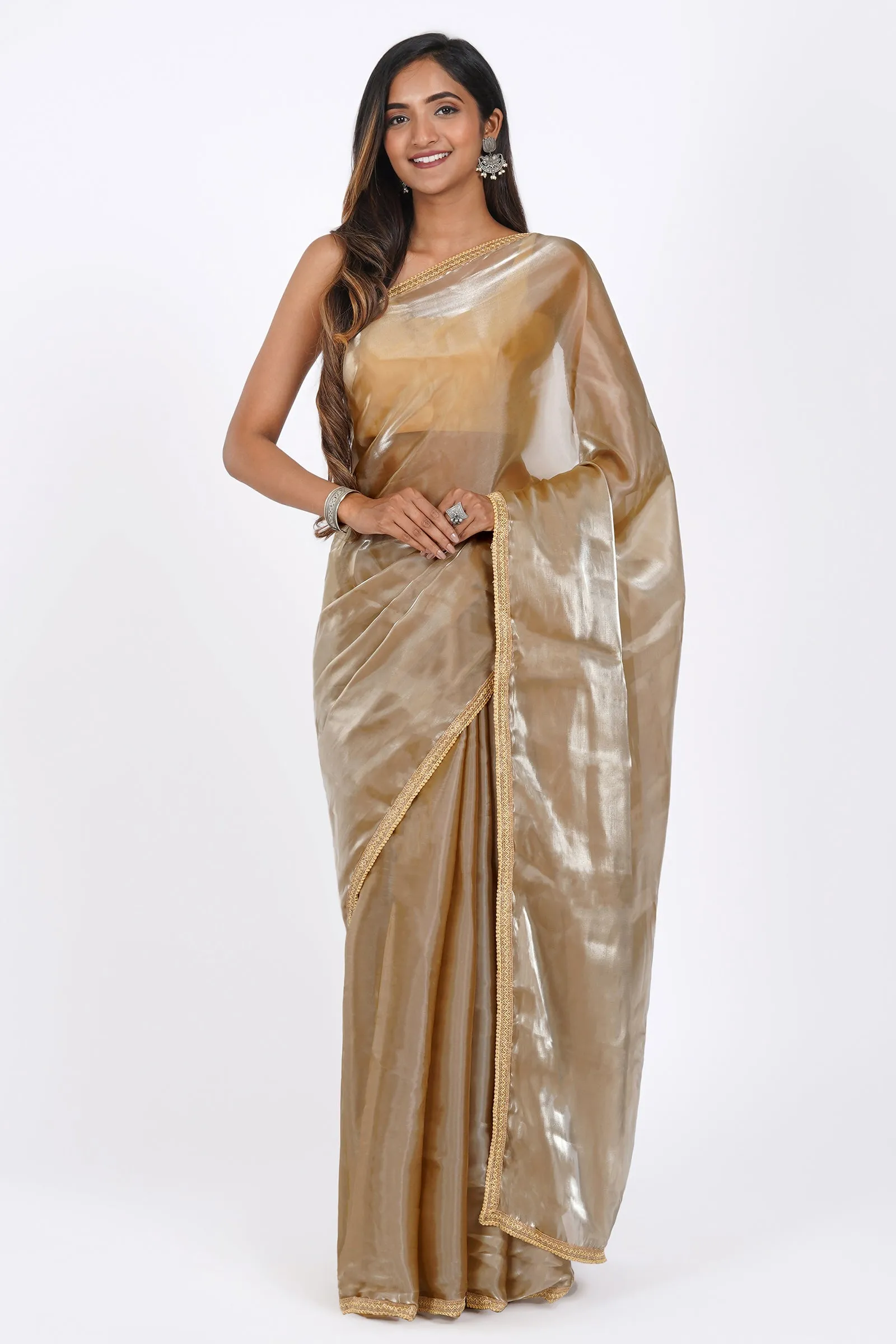 Teejh Bronze Blossom Tissue Saree