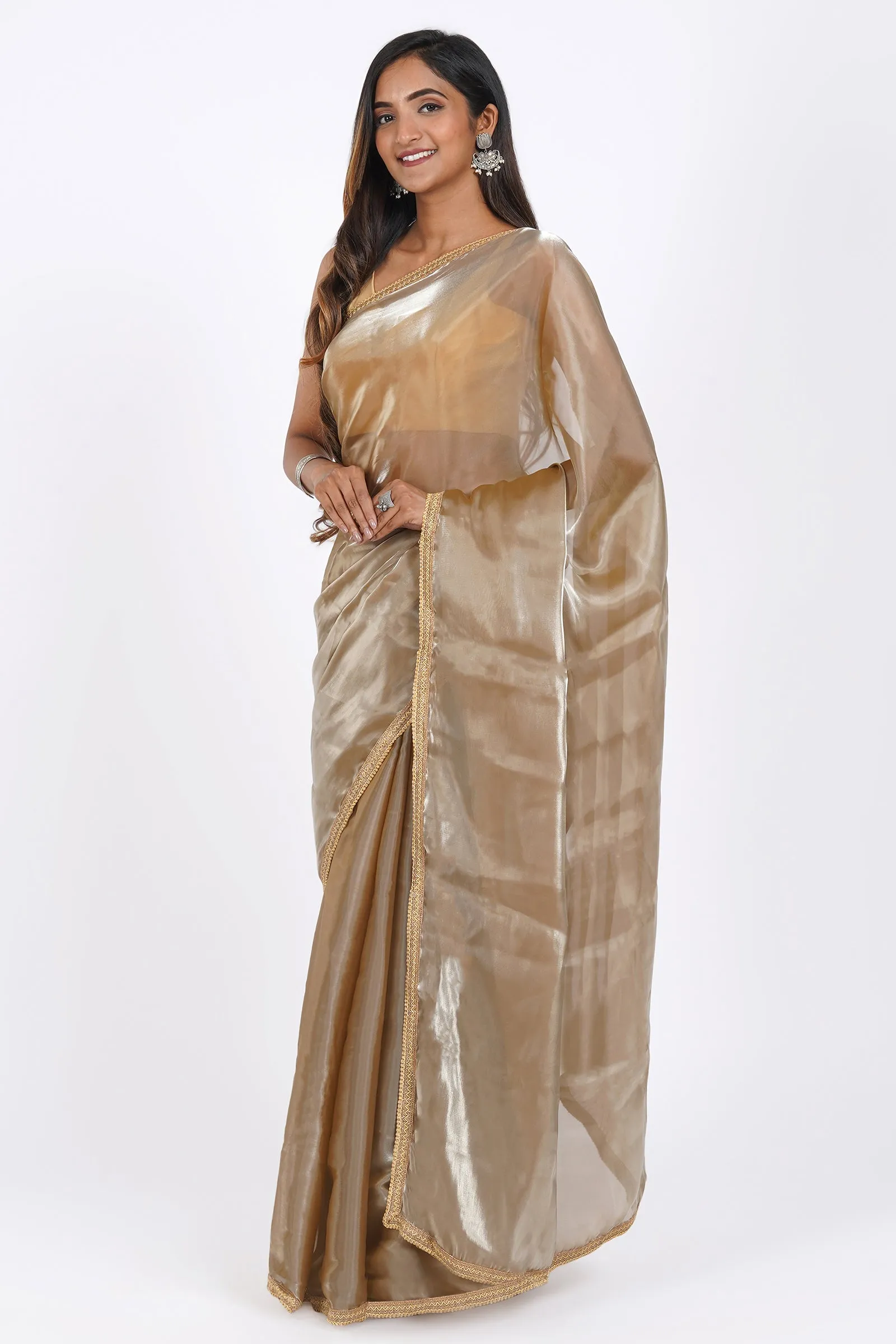 Teejh Bronze Blossom Tissue Saree