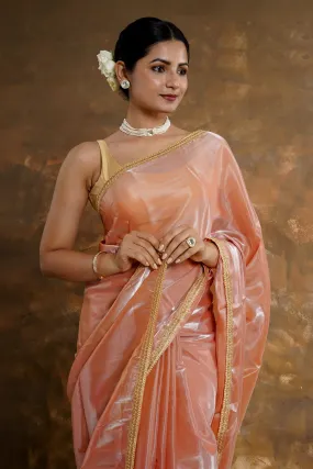 Teejh Coral Cascade Tissue Saree