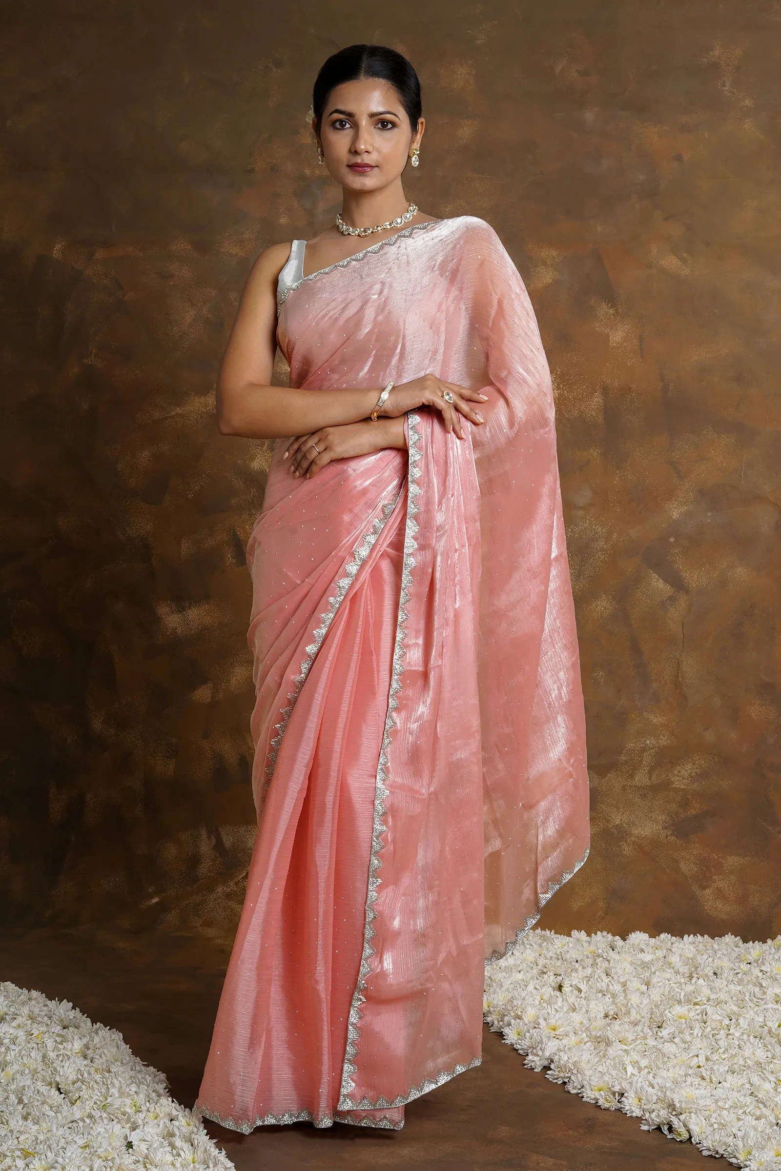 Teejh Coral Charm Tissue Saree