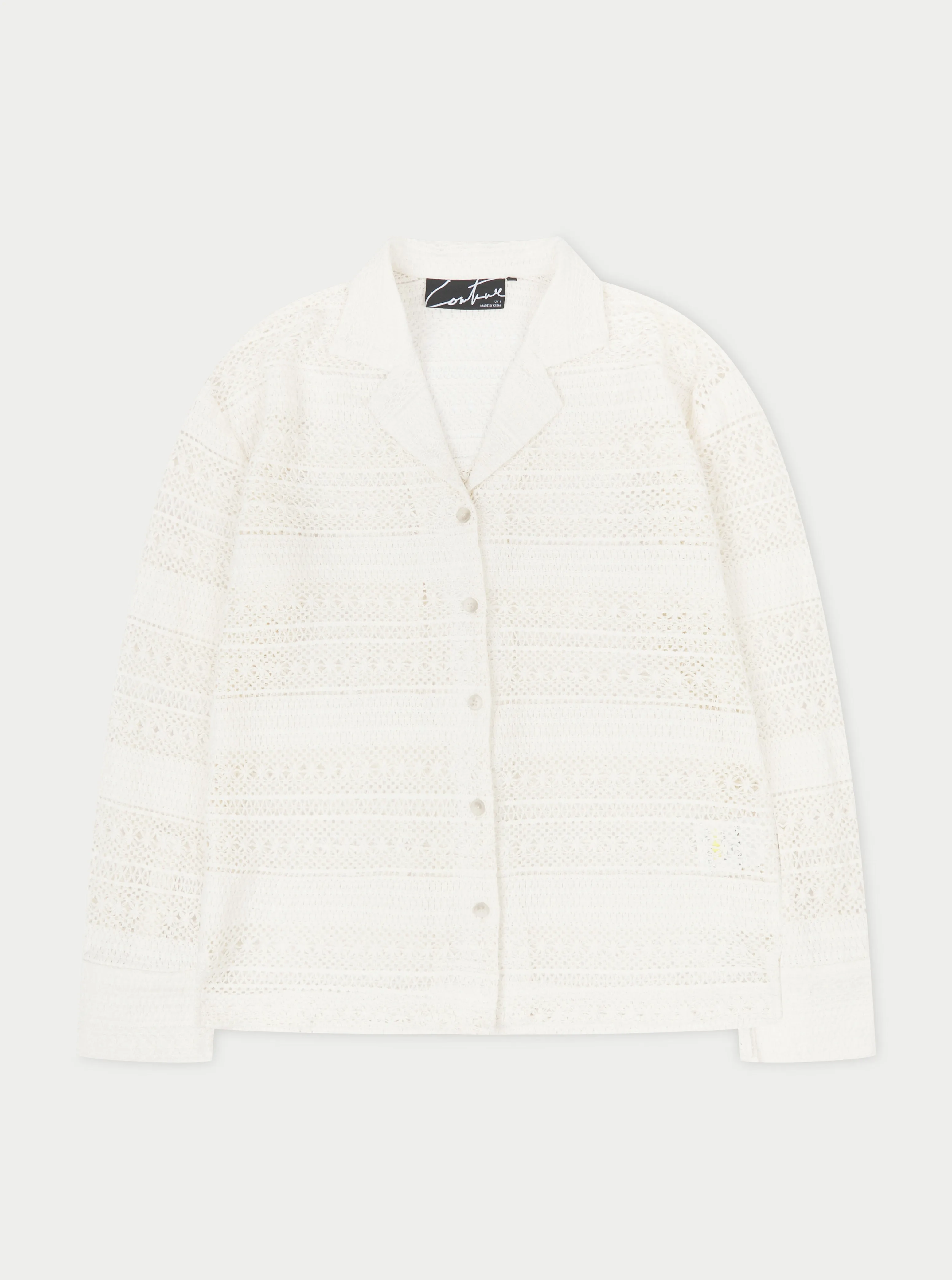 TEXTURED CROCHET SHIRT - OFF WHITE